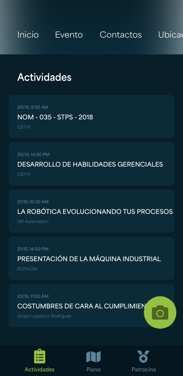 Listado de actividades